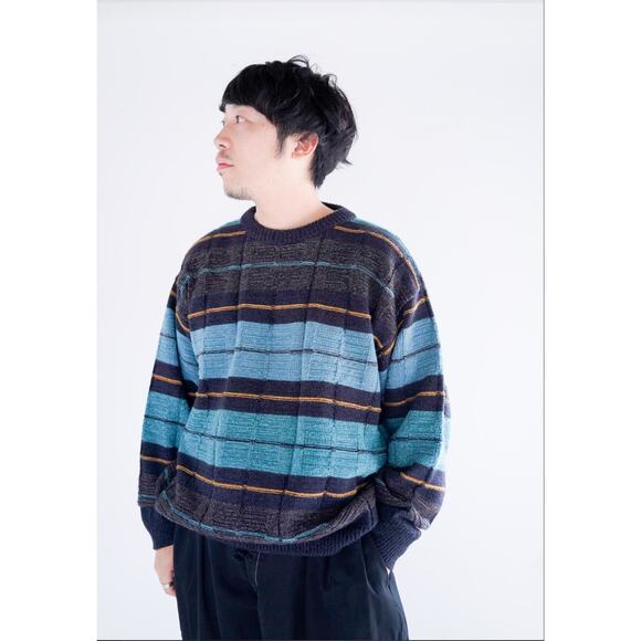 Vintage 90s Montecatini oversized striped sweater made in Italy size XL - Picture 1 of 8